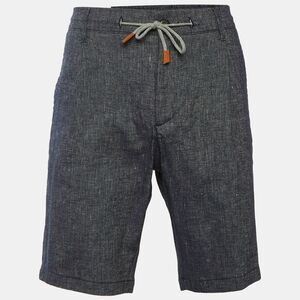 Eleventy Dark Blue Cotton & Linen Shorts L